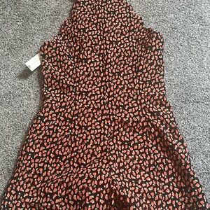 Floral Black and Red Women's Skort Romper